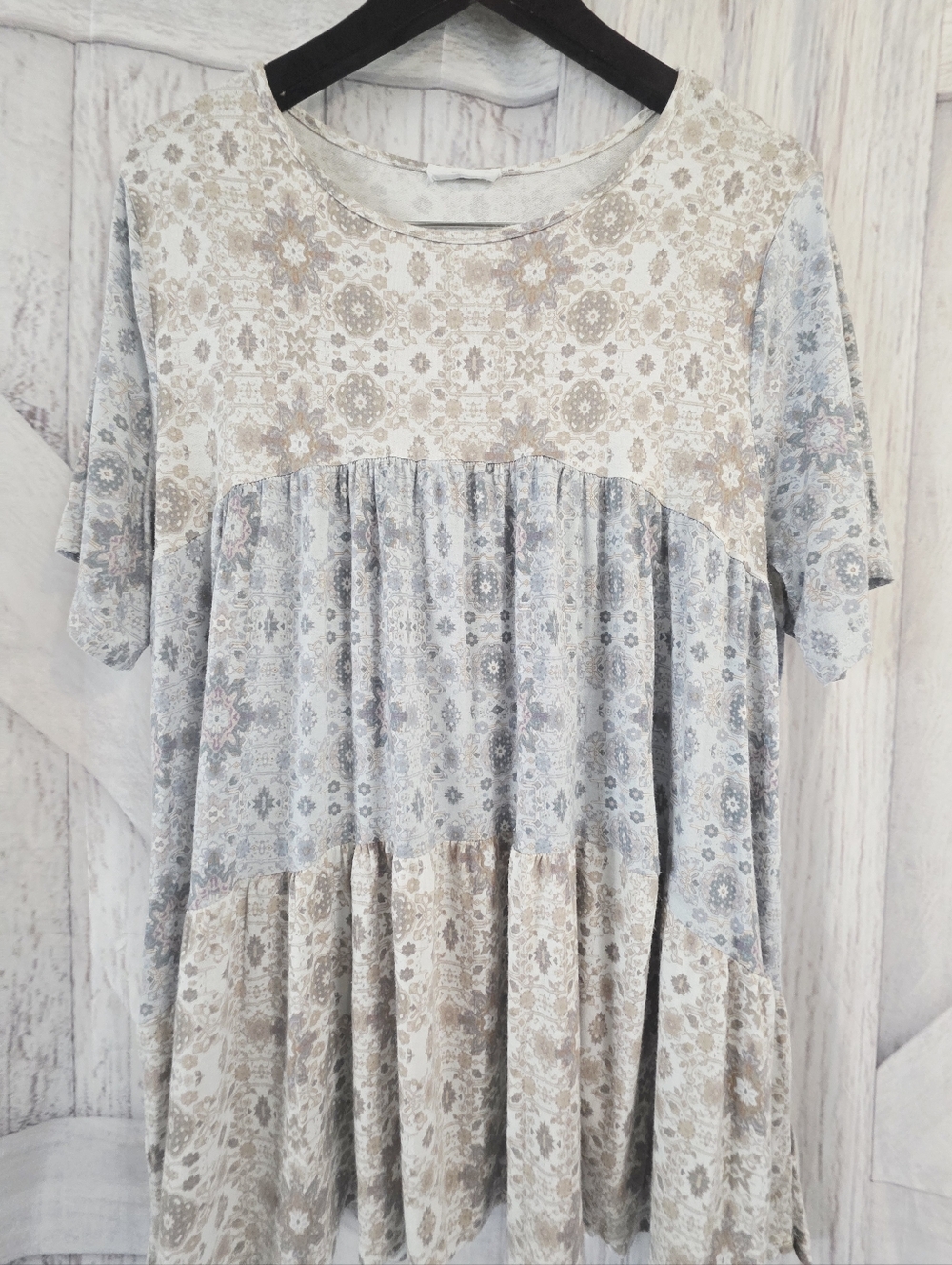 ChicSoul Boho Floral Tiered Babydoll Top Soft Lightweight 2X